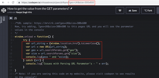 how to get parameter values in javascript query string